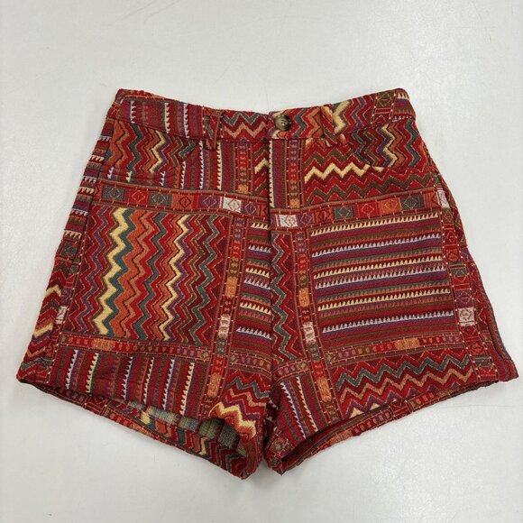 Cider Boho Geometric Mini Shorts Womens M Size 8 Red New With Tag - Picture 1 of 8